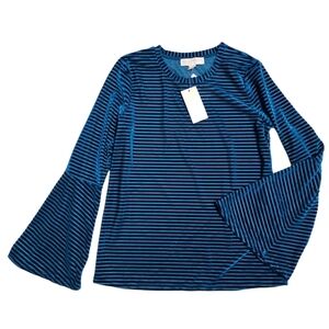 MICHAEL KORS Velvet Stripe Flare Sleeve Top Womens Small S